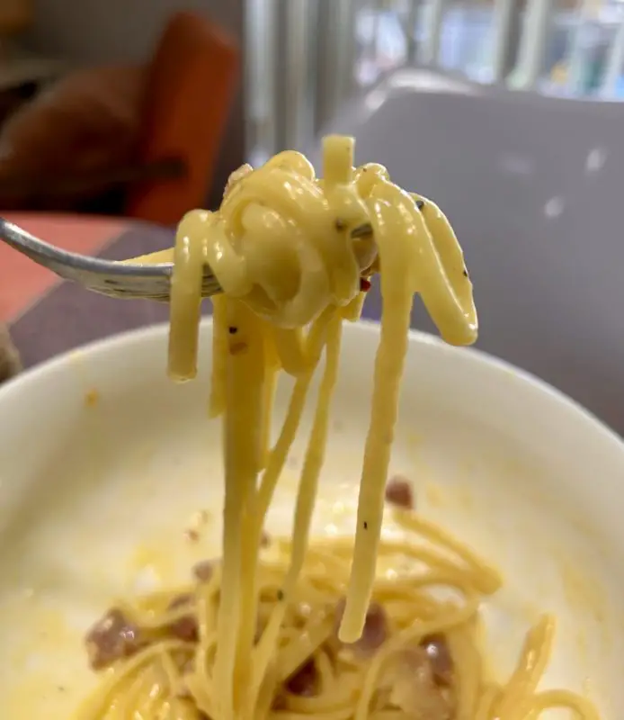 This is the real deal creamy spaghetti carbonara
